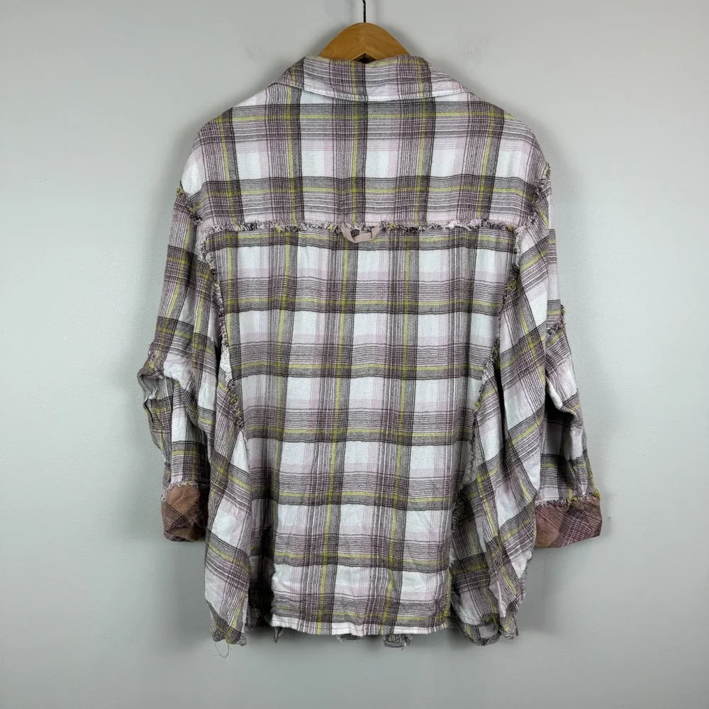 Free People Intimately Fallin For Flannel Sleep Shirt Women's S Multi Plaid Cozy